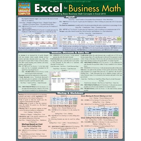 Barcharts Excel For Business Math Quickstudy Easel BA35863